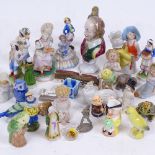 A group of miniature ceramic and porcelain figurines (boxful)