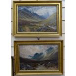 Max, a pair of oil on boards, Highland landscapes, gilt-framed, 27cm x 37cm