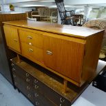 A mid-century teak sideboard, with fitted drawers and cupboards, W151cm, H73cm