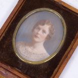 A 19th century miniature watercolour on ivory portrait, depicting head and shoulders of a lady, 5.