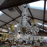 A Bohemian clear glass 5-branch chandelier, height 52cm