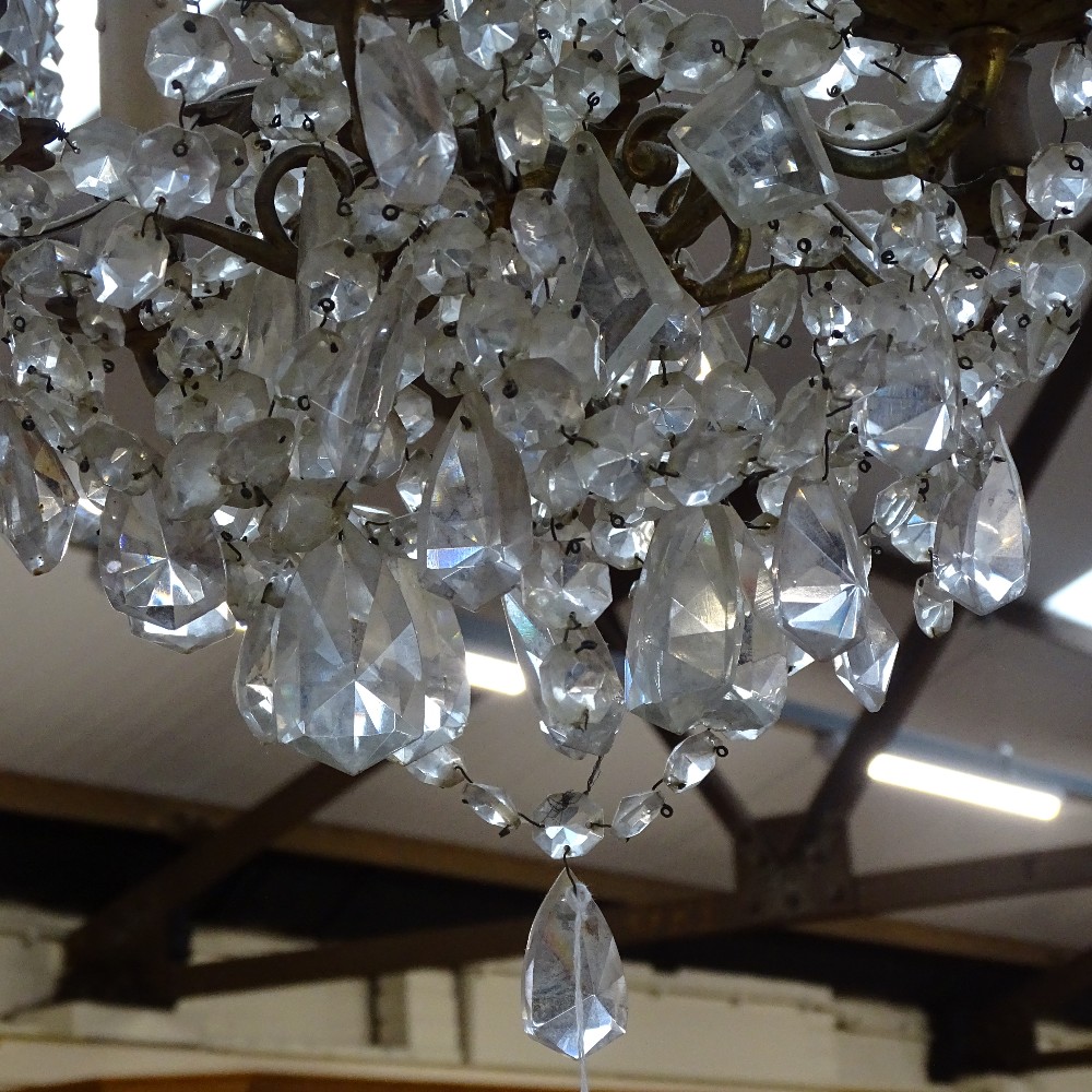 A Vintage 6-branch chandelier with lustre drops, height 58cm - Image 2 of 2