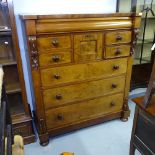 A 19th century mahogany Scottish chest, with ogee frieze drawer, central hat drawer, and short and