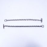 2 similar Danish sterling silver cable link bracelets, makers include Borge Malling Jensen, and