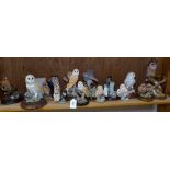 A collection of owl sculptures, including Leonardo and Country Artists, tallest 20cm