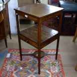 A 19th century ebony-strung and mahogany nightstand, W42cm, H79cm, D40cm