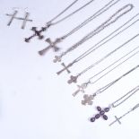 A large quantity of silver, stone set and filigree jewellery, to include crucifixes, pendants and