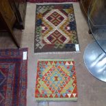 A small Mamainer Kilim rug, 90cm x 62cm, and a Choli Kilim rug, 49cm x 48cm (2)
