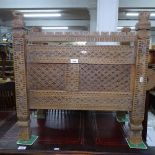 A small hardwood Korean design marriage chest, with relief carved decoration, W70cm, H68cm, D36cm