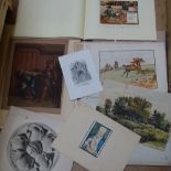 Folders of watercolours and prints