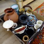 Various Studio pottery and ceramics, including stoneware vase etc (boxful)