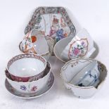 A group of Chinese ceramics, including hand painted dish, orange and green glaze dish, 18th