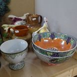Royal Doulton Ninette HN2379 figure, Doulton Lambeth stoneware jug, Maling bowls etc (8)