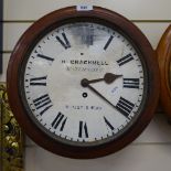 A 19th century mahogany cased dial wall clock, with single fusee movement, signed H Cracknell