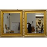 A modern pair of rectangular gilt-framed bevel-edge wall mirrors, 74cm x 64cm