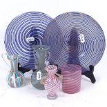 A group of early 20th century Venetian glass, including a blue and white Zanfirico latticino