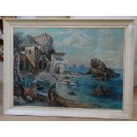 A large oil on canvas, "Capri", signed and dated 1959, 87cm x 116cm