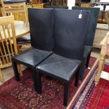 A set of 4 B and B Italia Arcadia high-back dining chairs, 2 in black leather and 2 in black suede