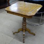 A 19th century Sorento Ware side table, with inlaid Classical scene to the top, single drawer, on