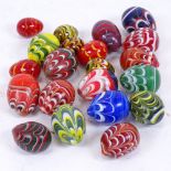 A group of Venetian coloured glass eggs, largest length 3cm (boxful)