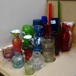 A group of decorative glassware, including a red Whitefriars jug, 17cm