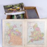 Vintage motoring magazines, an Atlas etc
