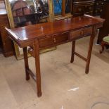 A Chinese hardwood altar table, with 2 frieze drawers, W126cm, H86cm, D39cm