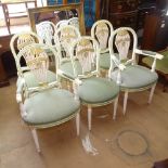 A set of 6 Louis XVI French style Montgolfier balloon-back dining chairs, with painted finish