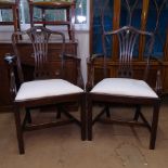 A pair of mahogany Hepplewhite style elbow chairs