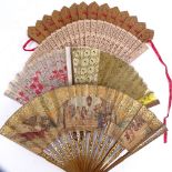A group of various fans, including pierced sandalwood example (5)