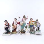 19th century Staffordshire figure, man with a basket of grapes, height 20cm, and various Continental