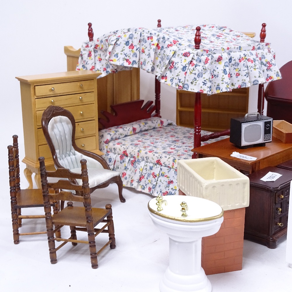 A quantity of various scale doll's house furniture, including wardrobe, bookcase, and chests of - Image 2 of 2