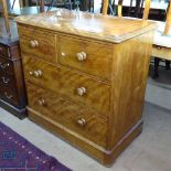 A Victorian walnut 4-drawer chest, W92cm, H92cm, D52cm