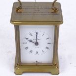 A French brass-cased 8-day carriage clock, by Bayard, 7 jewel movement, serial no. 755075, case