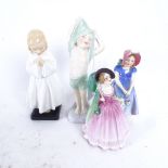 4 Royal Doulton figures - Ivy, HN570, Mirabel M68, Bedtime, and To Bed