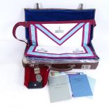 A box of Masonic regalia, Hastings Lodge, and medallions