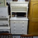 A modern white 5-drawer chest, and similar 2-drawer console table (2)