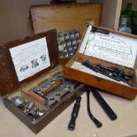 Antique Chemist's equipment, including a fitted leather case, an ear syringe, cachet making