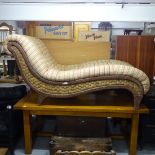 A button-back upholstered chaise/daybed, L180cm
