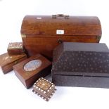 A large 19th century mahogany dome-top casket, and smaller inlaid boxes (6)