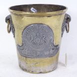 An early 20th century Perrier-Jouet brass Champagne ice bucket, height 20cm