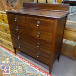 An Edwardian mahogany and satinwood-strung chest of 2 short and 3 long drawers, W106cm, H110cm,