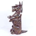 A Vintage cast-iron Scottie dog fire companion set stand (no implements) with lustre finish,