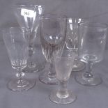 A group of 6 Antique glass goblets, including a finger-cut example, height 13.5cm