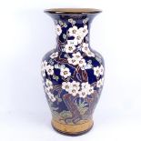 Oriental baluster vase with enamelled prunus decoration, 51.5cm