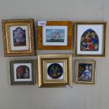 Barbara Valentine, 6 original miniature oil paintings, various subjects