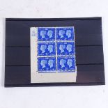 POSTAGE STAMPS - GB - 1940 stamp Centenary two pence halfpenny blue in unmounted mint left corner