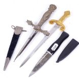 J Nowill skean dhu knife, small Spanish replica dagger, and another (3)