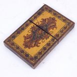 A 19th century Tunbridge Ware marquetry inlaid visiting card case, geometric micro-mosaic