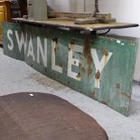 A Vintage enamel railway sign "Swanley", L310cm, H61cm